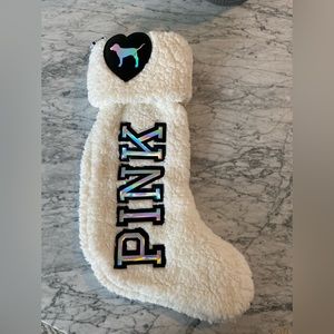 PINK white Sherpa stocking